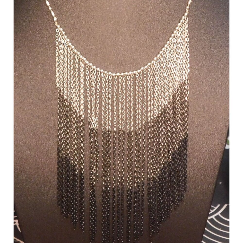Glam Goth Multitone Cascading Fringe Necklace